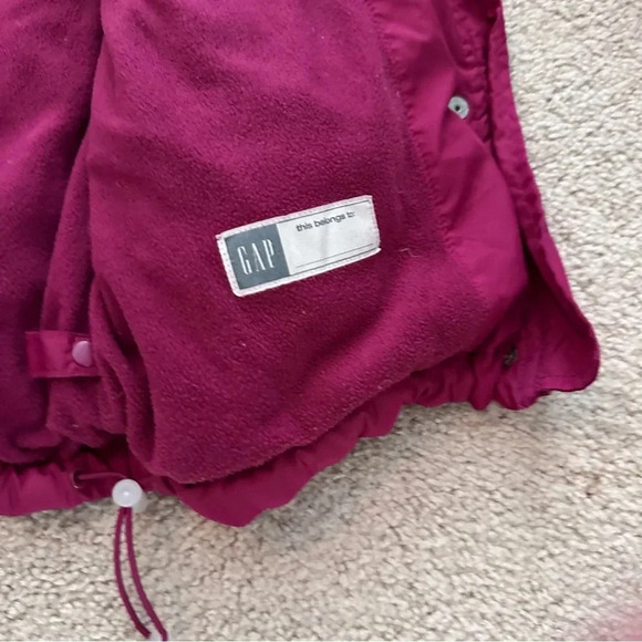 GAP Kids Girl Rose Pink Red Puffer Bomber Jacket Lined Removable Hood Size XL 12 - Picture 8 of 16